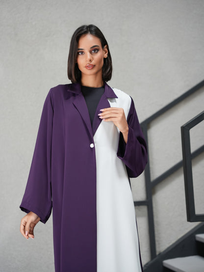 Two-tone collared abaya