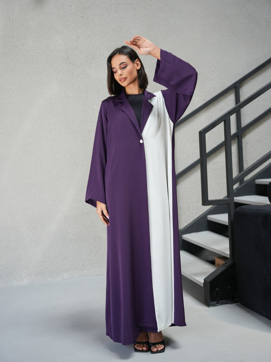 Two-tone collared abaya