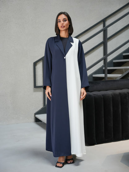 Two-tone collared abaya